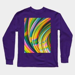 Psychedelic Rainbow Colorful Abstract Art Strands Long Sleeve T-Shirt